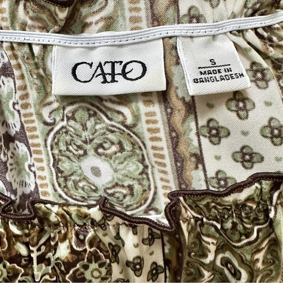 CATO Paisley Ruffled Short Sleeve Blouse Size S - Picture 5 of 7